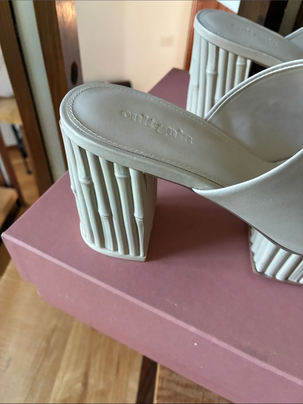 NWT Cult Gaia Judith platform w/bamboo ribbing sole/heel size 9/39